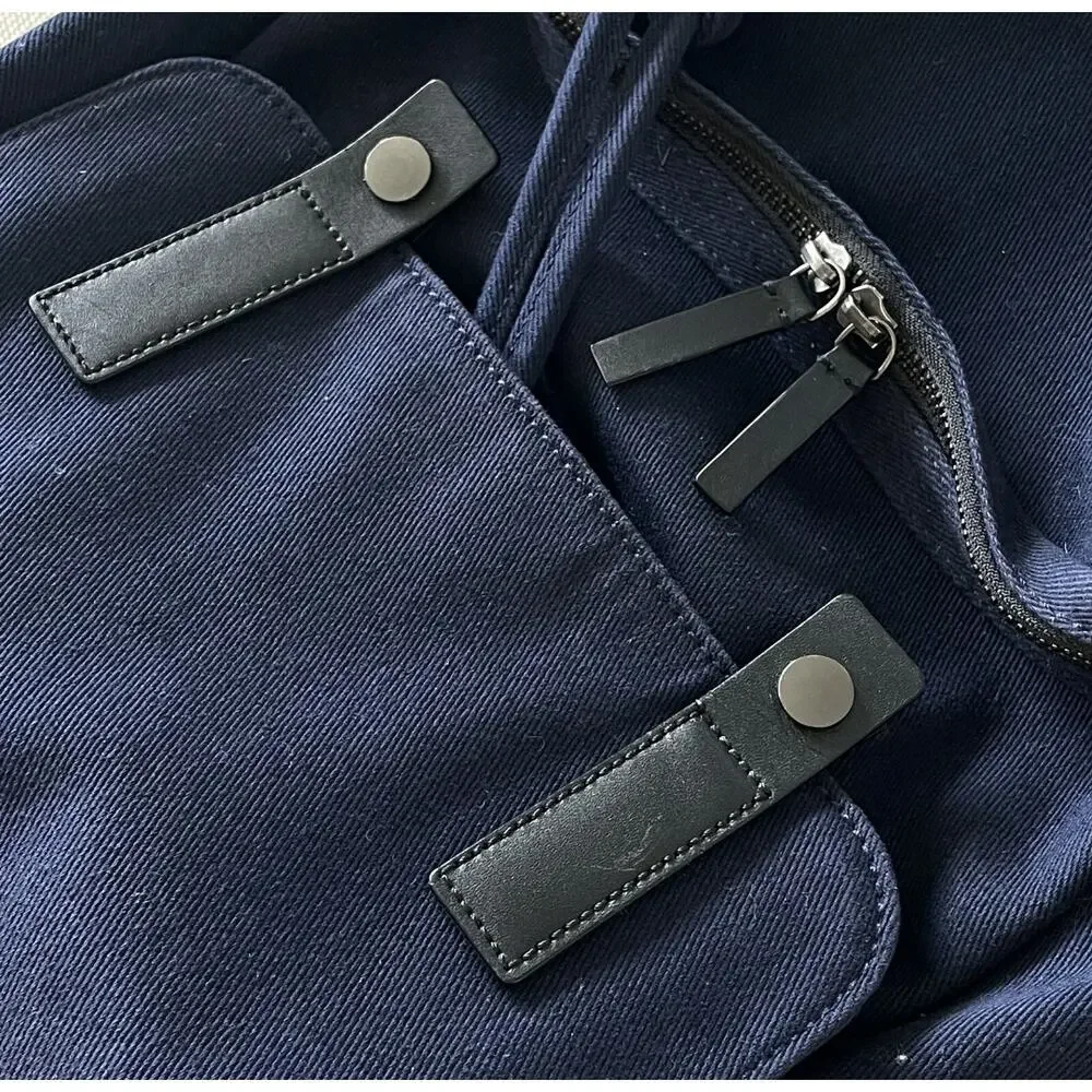 EVERLANE Modern Snap Backpack Navy Blue Canvas Denim Unisex Bag Rucksack Office